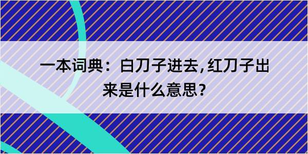 一本词典：白刀子进去﹐红刀子出来是什么意思？