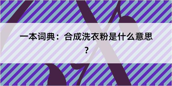 一本词典：合成洗衣粉是什么意思？