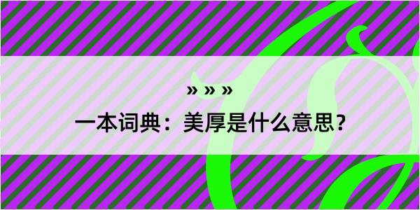 一本词典：美厚是什么意思？