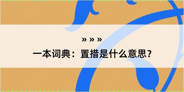 一本词典：置措是什么意思？