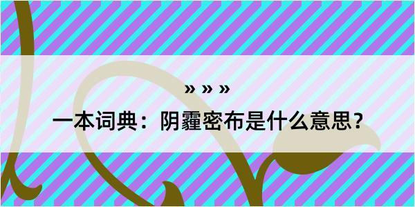 一本词典：阴霾密布是什么意思？