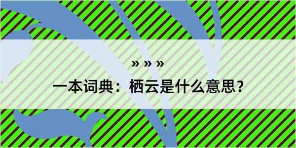 一本词典：栖云是什么意思？