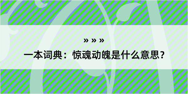 一本词典：惊魂动魄是什么意思？