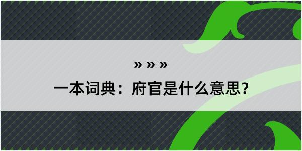 一本词典：府官是什么意思？