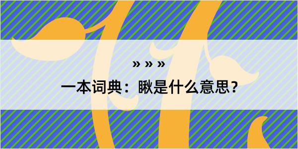 一本词典：瞅是什么意思？