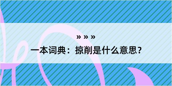 一本词典：掠削是什么意思？