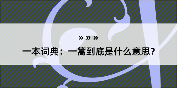 一本词典：一篙到底是什么意思？