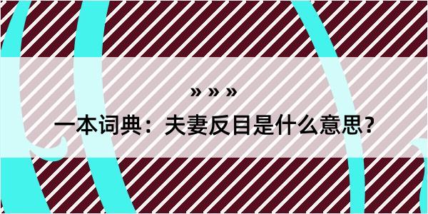 一本词典：夫妻反目是什么意思？