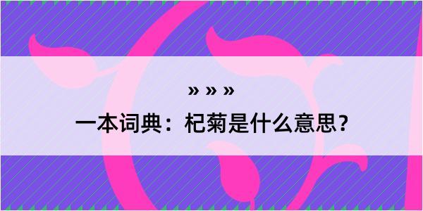 一本词典：杞菊是什么意思？