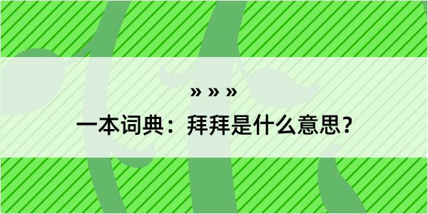 一本词典：拜拜是什么意思？