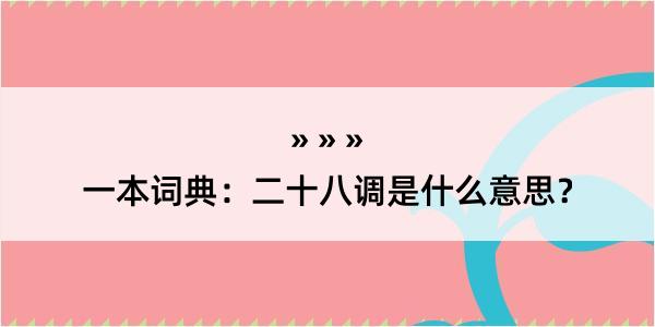 一本词典：二十八调是什么意思？