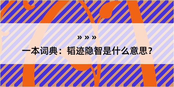 一本词典：韬迹隐智是什么意思？