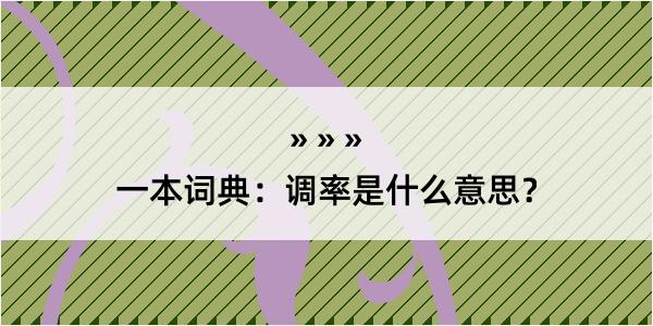 一本词典：调率是什么意思？