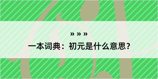 一本词典：初元是什么意思？