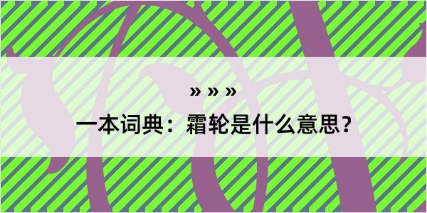 一本词典：霜轮是什么意思？