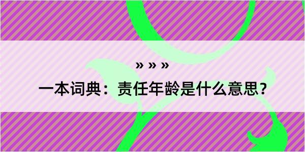 一本词典：责任年龄是什么意思？