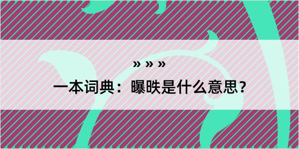 一本词典：曝昳是什么意思？