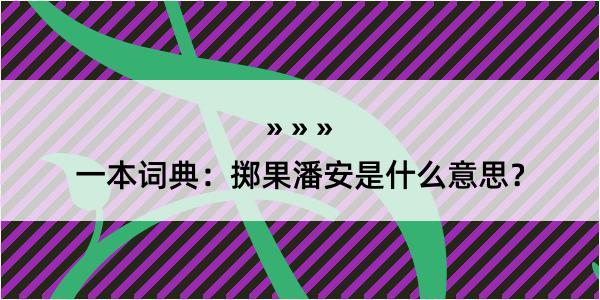 一本词典：掷果潘安是什么意思？