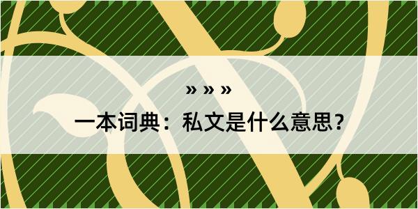 一本词典：私文是什么意思？