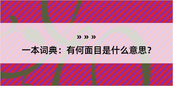 一本词典：有何面目是什么意思？