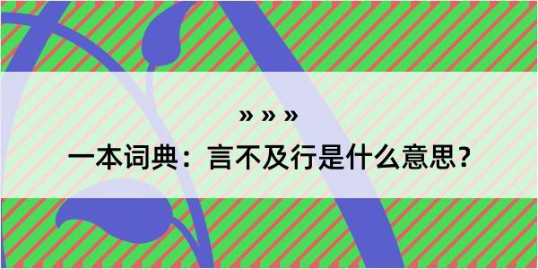 一本词典：言不及行是什么意思？