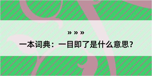 一本词典：一目即了是什么意思？