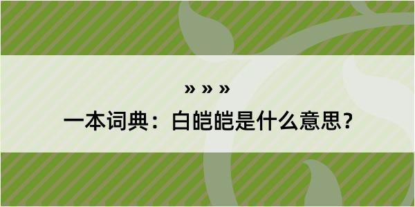 一本词典：白皑皑是什么意思？