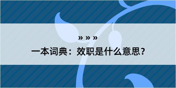 一本词典：效职是什么意思？