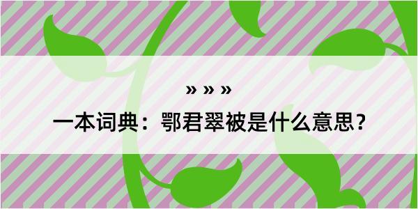 一本词典：鄂君翠被是什么意思？