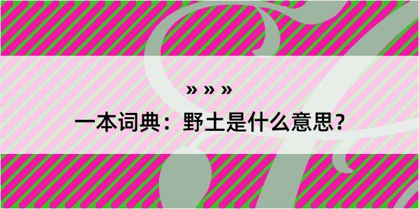 一本词典：野土是什么意思？