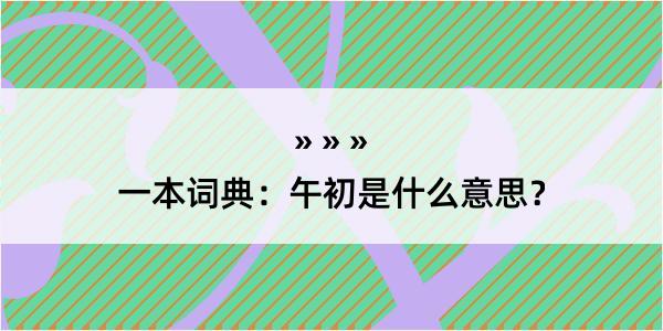 一本词典：午初是什么意思？