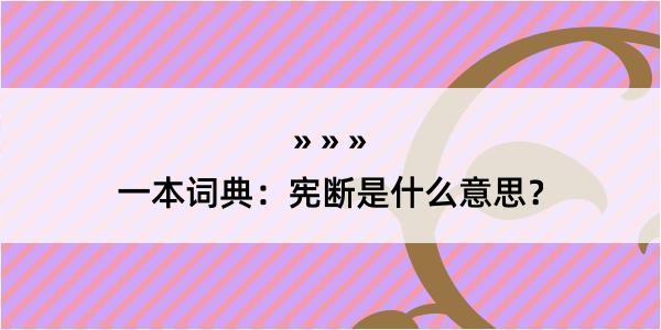 一本词典：宪断是什么意思？