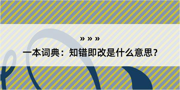 一本词典：知错即改是什么意思？