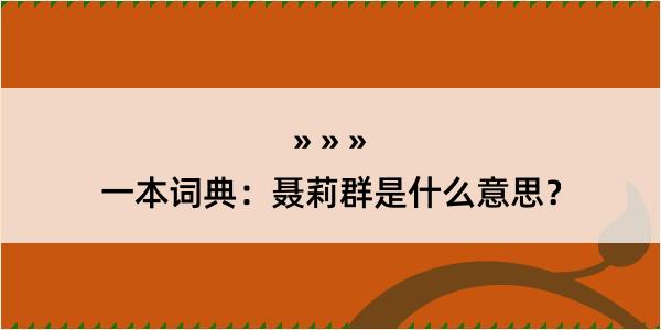 一本词典：聂莉群是什么意思？