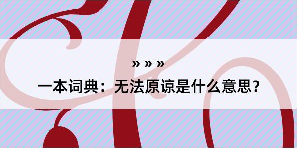 一本词典：无法原谅是什么意思？