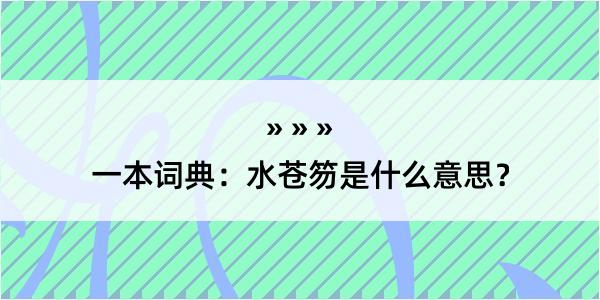 一本词典：水苍笏是什么意思？