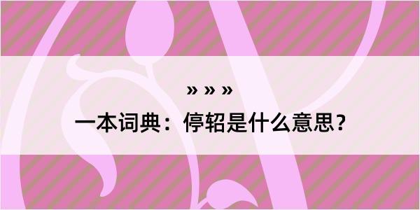 一本词典：停轺是什么意思？