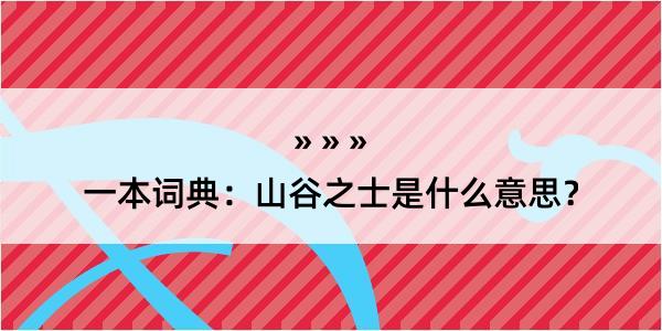 一本词典：山谷之士是什么意思？