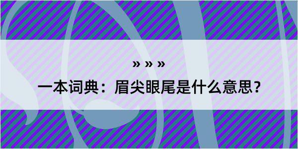 一本词典：眉尖眼尾是什么意思？