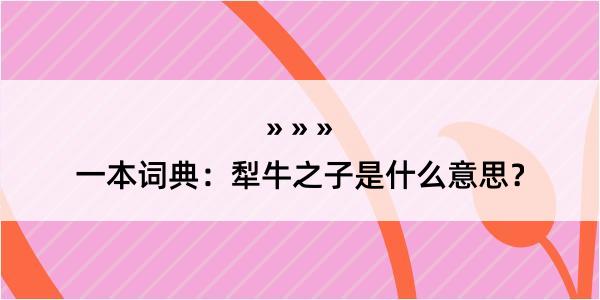 一本词典：犁牛之子是什么意思？