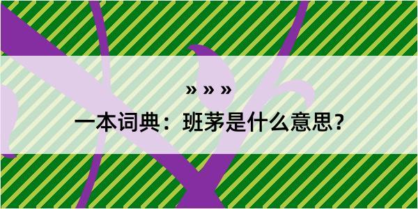 一本词典：班茅是什么意思？