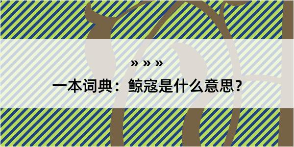 一本词典：鲸寇是什么意思？