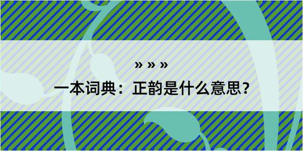 一本词典：正韵是什么意思？