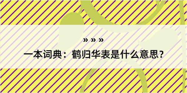 一本词典：鹤归华表是什么意思？