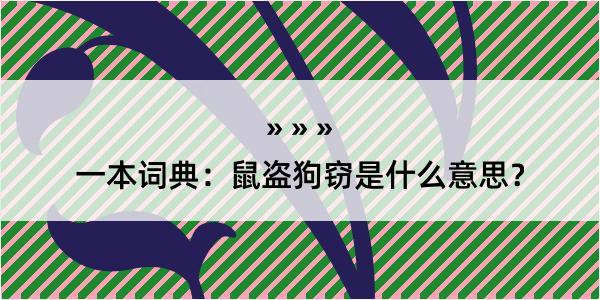 一本词典：鼠盗狗窃是什么意思？