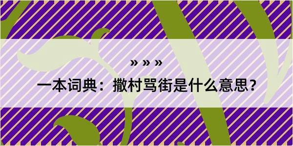 一本词典：撒村骂街是什么意思？