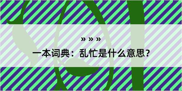 一本词典：乱忙是什么意思？