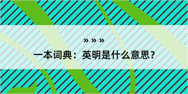 一本词典：英明是什么意思？