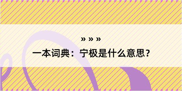 一本词典：宁极是什么意思？