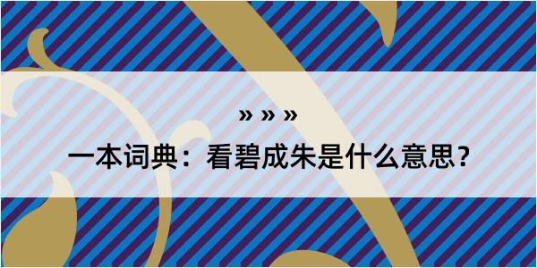 一本词典：看碧成朱是什么意思？